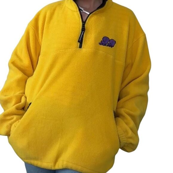 Vintage Tri-Mountain Yellow Half Zip Fleece Pullover with Embroidered Front Logo - Picture 5 of 15